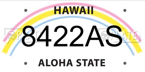 8422AS Hawaii License Plate