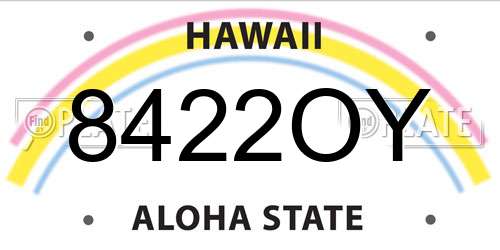 8422OY Hawaii License Plate