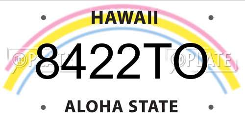 8422TO Hawaii License Plate