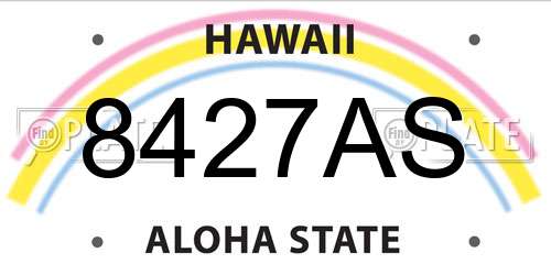 8427AS Hawaii License Plate