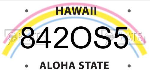 842OS5 Hawaii License Plate