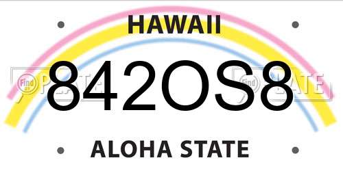 842OS8 Hawaii License Plate