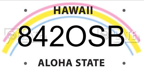 842OSB Hawaii License Plate