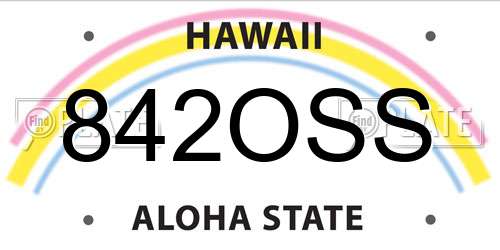 842OSS Hawaii License Plate