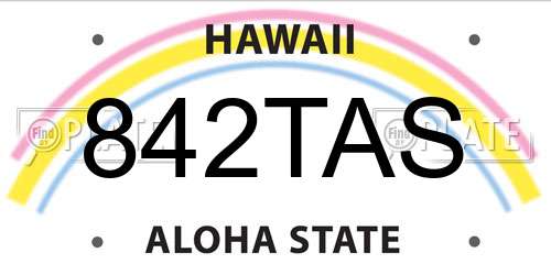 842TAS Hawaii License Plate