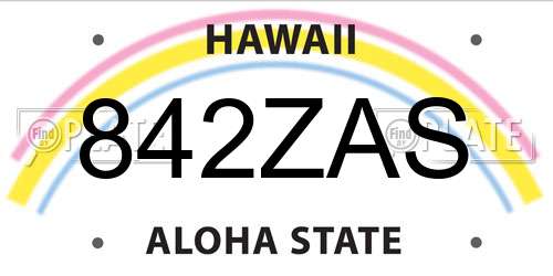 842ZAS Hawaii License Plate