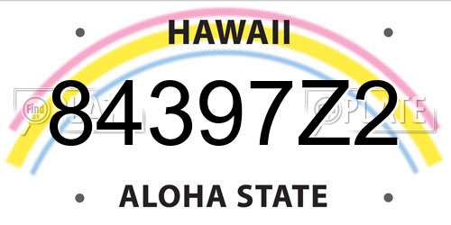 84397Z2 Hawaii License Plate