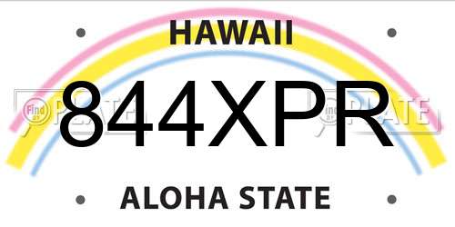 844XPR Hawaii License Plate