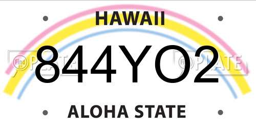 844YO2 Hawaii License Plate