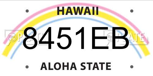8451EB Hawaii License Plate