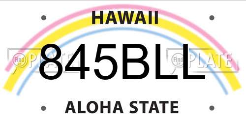 845BLL Hawaii License Plate