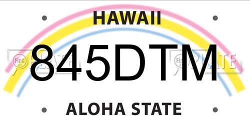 845DTM Hawaii License Plate