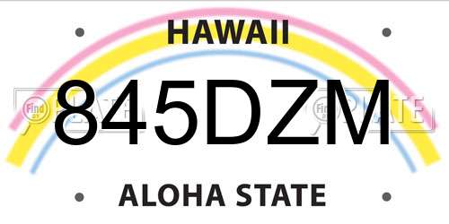 845DZM Hawaii License Plate