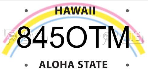 845OTM Hawaii License Plate