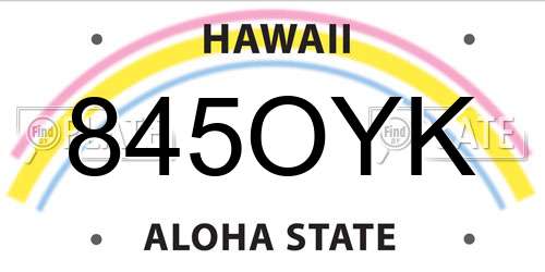845OYK Hawaii License Plate