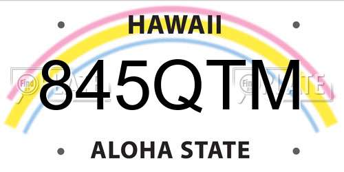 845QTM Hawaii License Plate