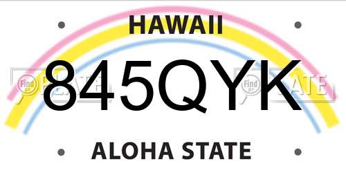 845QYK Hawaii License Plate