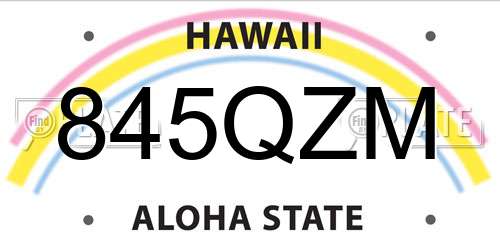 845QZM Hawaii License Plate