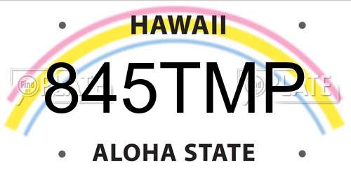 845TMP Hawaii License Plate