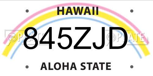 845ZJD Hawaii License Plate