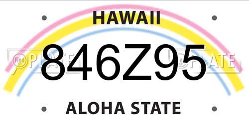 846Z95 Hawaii License Plate