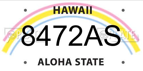 8472AS Hawaii License Plate