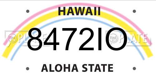 8472IO Hawaii License Plate