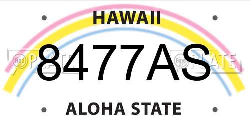 8477AS Hawaii License Plate