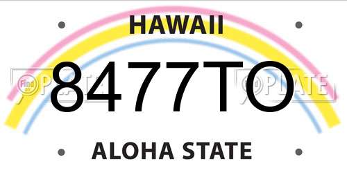 8477TO Hawaii License Plate