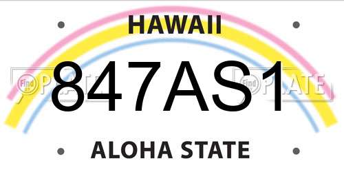 847AS1 Hawaii License Plate