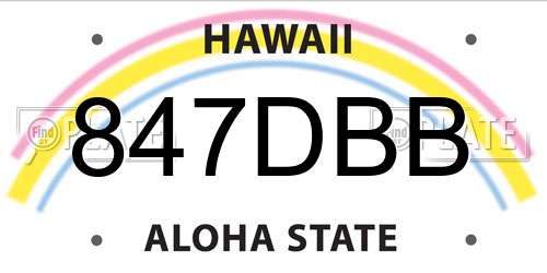 847DBB Hawaii License Plate