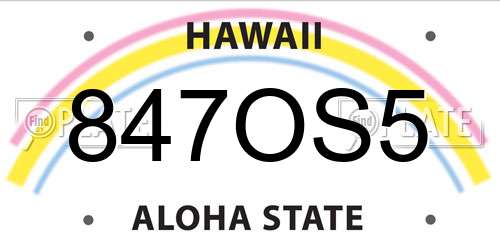 847OS5 Hawaii License Plate