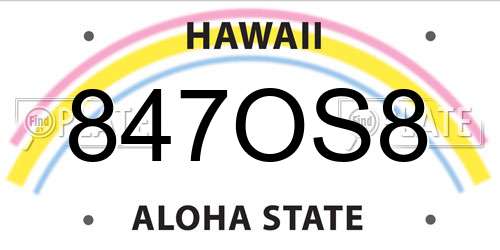 847OS8 Hawaii License Plate