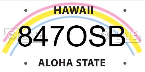 847OSB Hawaii License Plate