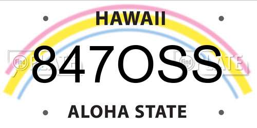 847OSS Hawaii License Plate