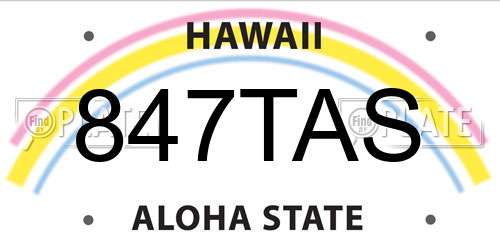 847TAS Hawaii License Plate