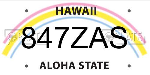 847ZAS Hawaii License Plate