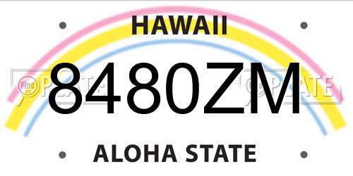 8480ZM Hawaii License Plate