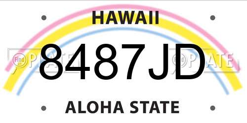 8487JD Hawaii License Plate