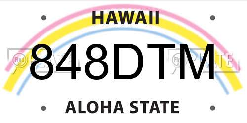 848DTM Hawaii License Plate