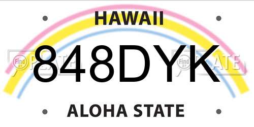 848DYK Hawaii License Plate