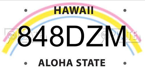 848DZM Hawaii License Plate