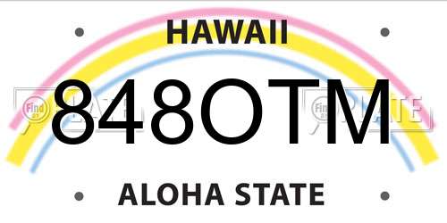 848OTM Hawaii License Plate