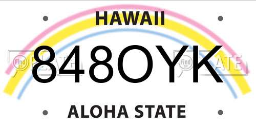 848OYK Hawaii License Plate