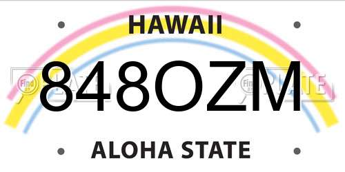 848OZM Hawaii License Plate