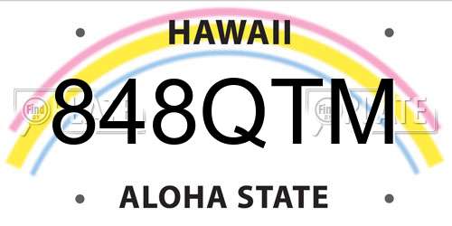 848QTM Hawaii License Plate