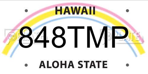 848TMP Hawaii License Plate