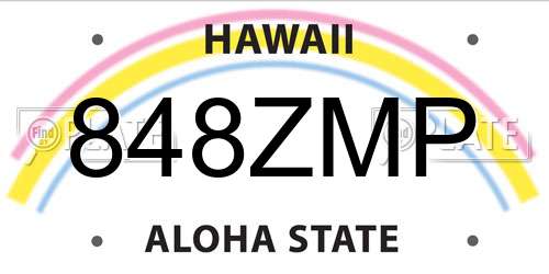 848ZMP Hawaii License Plate