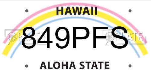 849PFS Hawaii License Plate