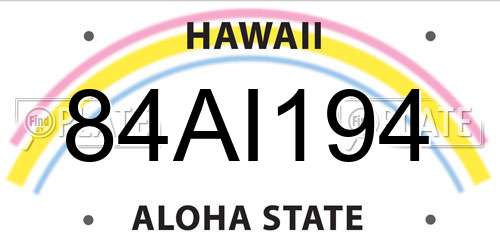84AI194 Hawaii License Plate